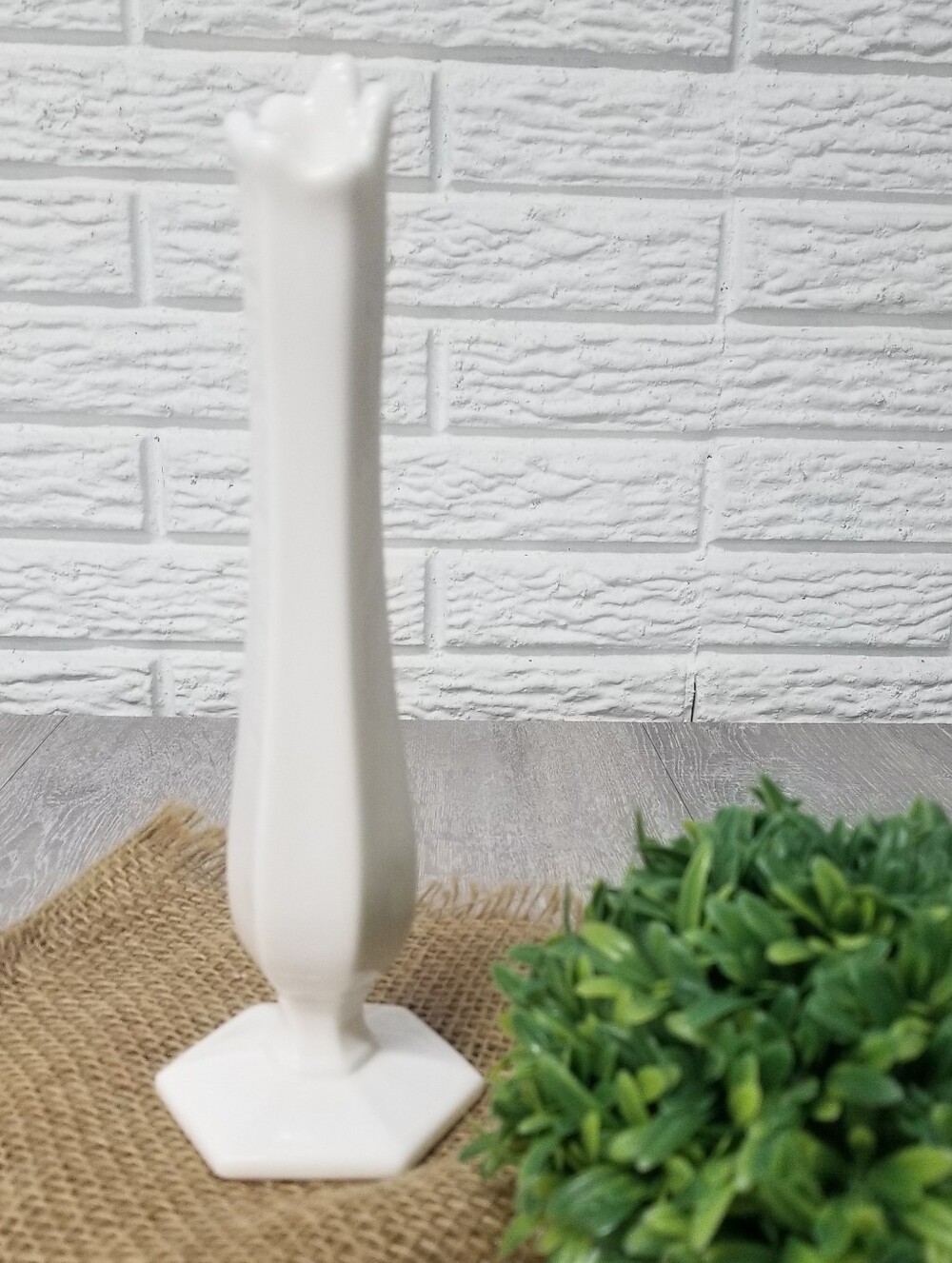 Vintage Paneled Milk Glass Vase